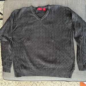 Black Izod large cotton V neck men’s sweater.